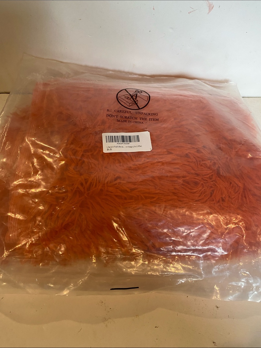 NIP Fluffy Orange Shag Rug - Picture 3 of 5